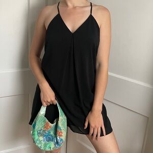 Alice + Olivia black silk mini slip dress